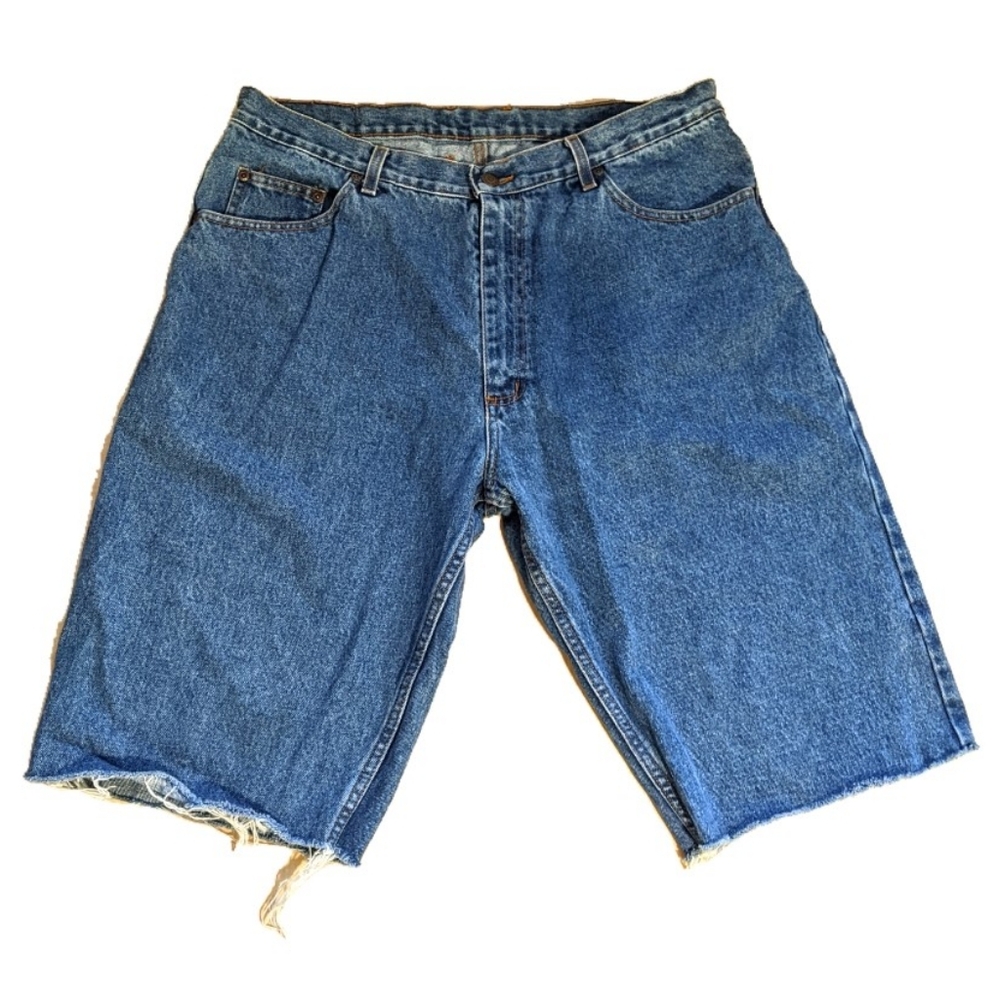 Cropped blue denim jean shorts